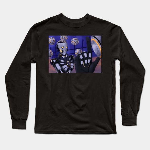 Spooky Robot Uncle Long Sleeve T-Shirt by Todd's Hollow